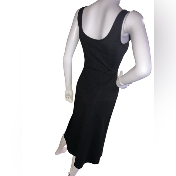 Leith Black Dress Midi Scoop Neck Side Slit - Picture 8 of 10